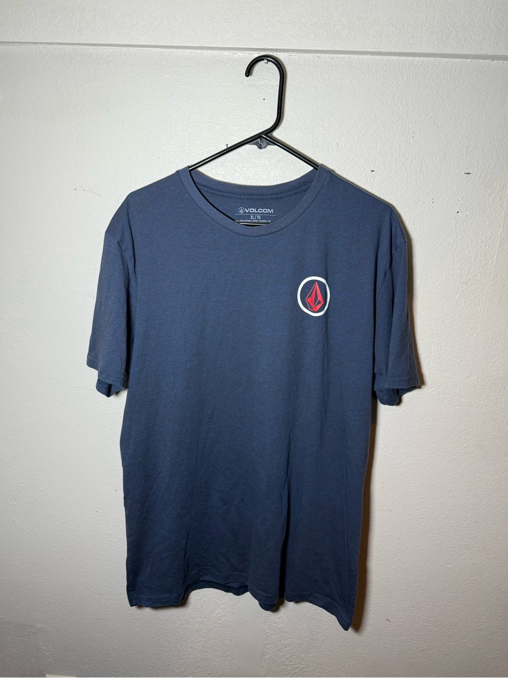 Volcom Navy Short Sleeve Logo Tee with Red Accent